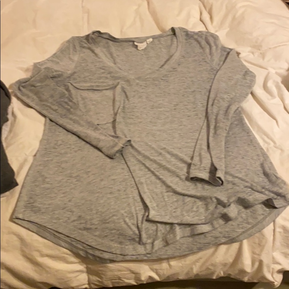 White crow heathered grey pocket long sleeve